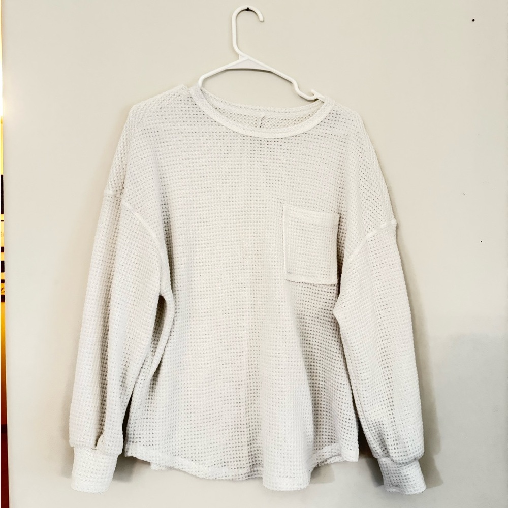 Cozy White Waffle Knit Sweater